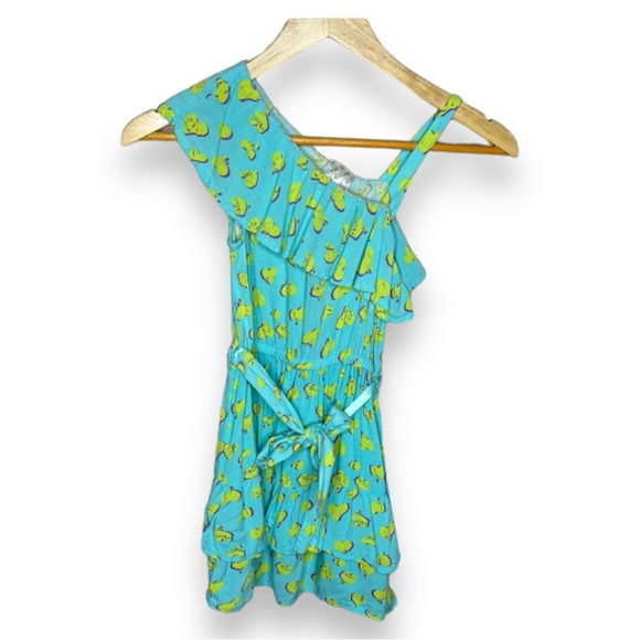 Disney D-Signed Blue Heart Print Flounce One Shoulder Dress Girls Size M - Picture 1 of 5